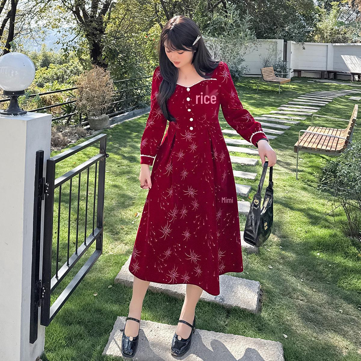 

Plus Size Sparkly Red Beaded Dress - New Year Atmosphere 4XL червоний