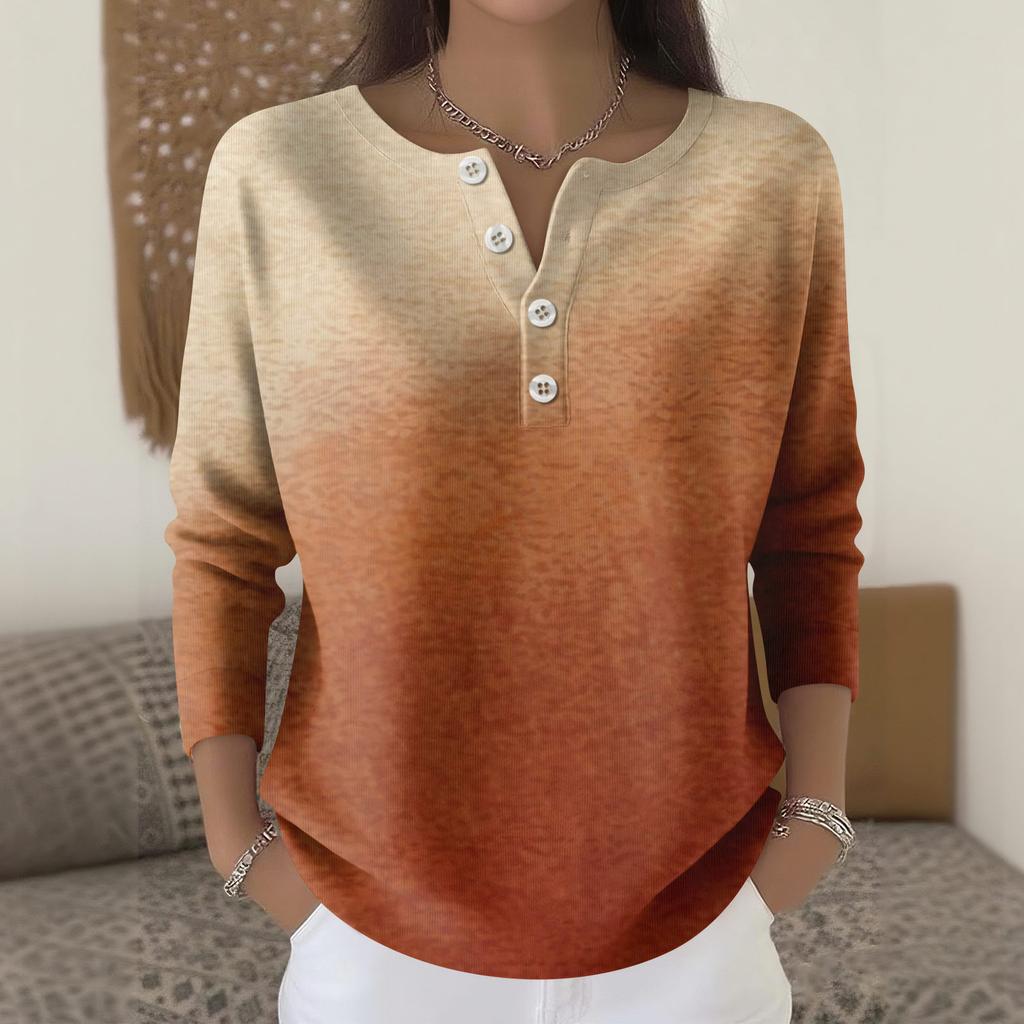 Women's Fashion Long Sleeve Plaid Geometric Print Top Elegant Casual Top