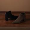 Krazing Pot Cow Suede Nubuck Pointed Toe Thick Heels Chelsea Boots Size 43 Zip Basic Clothing Women Ankle Boots