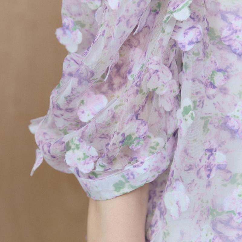 MAXZA 3D Yaprak Kabartmalı Kollu Şeffaf Bluz Zc06qb032on