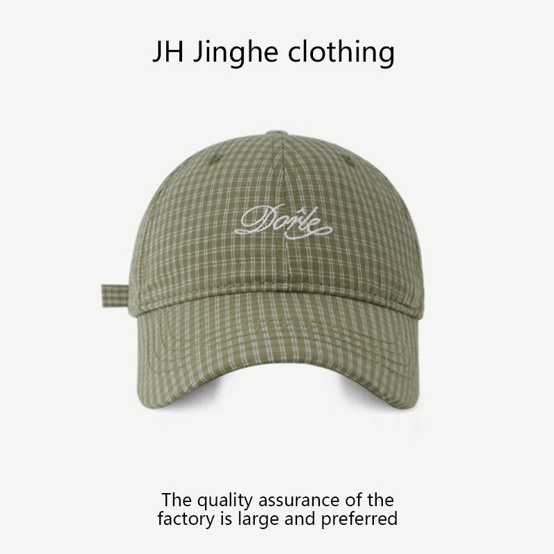 Spring and Summer New Baseball Cap Letter Embroidered Checkered Hat Korean Style Fashion Retro Casual Outdoor Sun Protection Baseball Cap