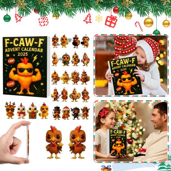 2025 Christmas Advent Calendar with Mini Chicken Ornaments 24-Day Countdown Box for Family Fun And Festive Atmosphere