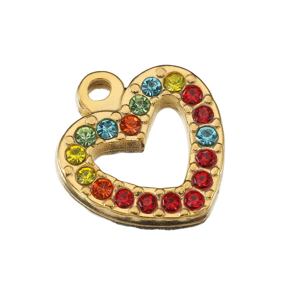 5pcs Mixed Stainless Steel Rhinestone Pendants Colorful Crystal Charms Beads for Necklace Bracelet Jewelry Making Charm DIY