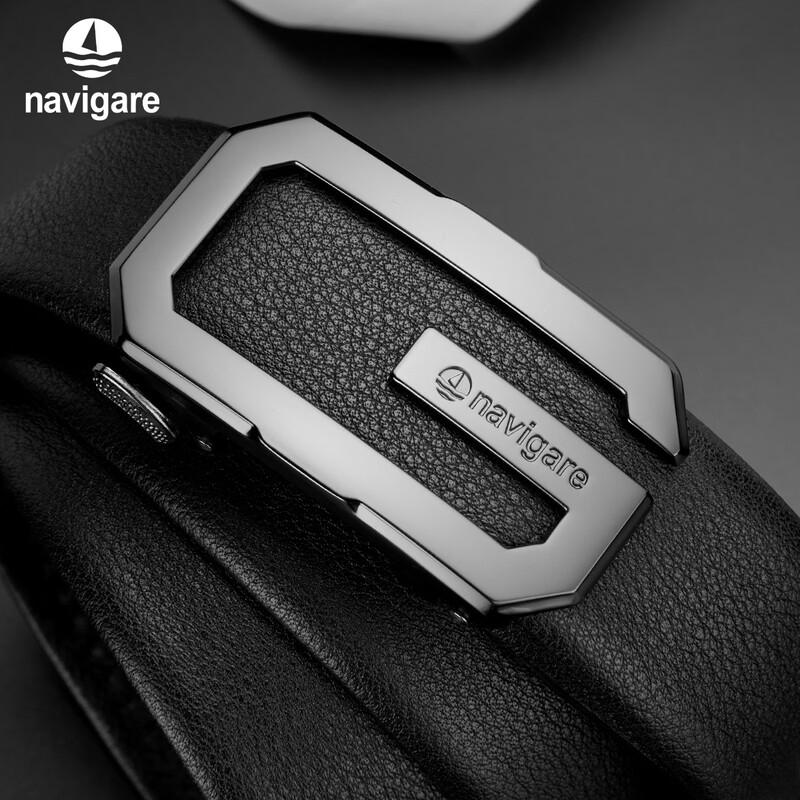 Navigare Men's Automatic Buckle Top-Grain Leather Belt