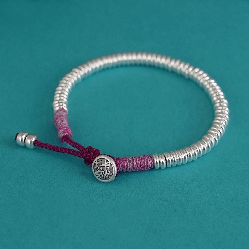 Light Luxury Personalized Handmade Coiled Red Rope Bracelet Safe And Happy Stacking Wearing Retro Old-Fashioned Plated Bracelet