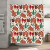 Christmas Shower Curtain Decor Bathroom Accessories Christmas Party Supplies Home Decorations Festive Red Green White Pattern