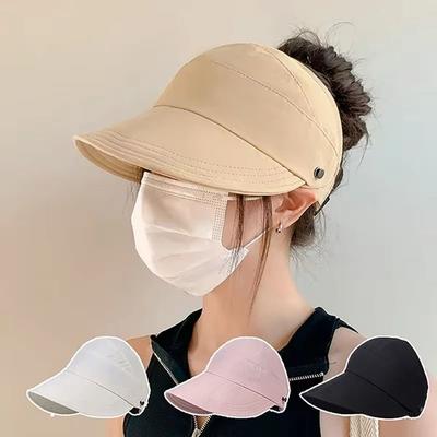 Wide Brim Summer Ponytail Caps UV Protection Beach Visor Caps Fashion Women Sun Hats  For Ladies