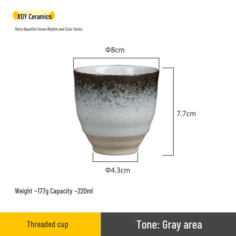 OLOEY Threaded Coarse Pottery Drinking Cups (Set of 2)