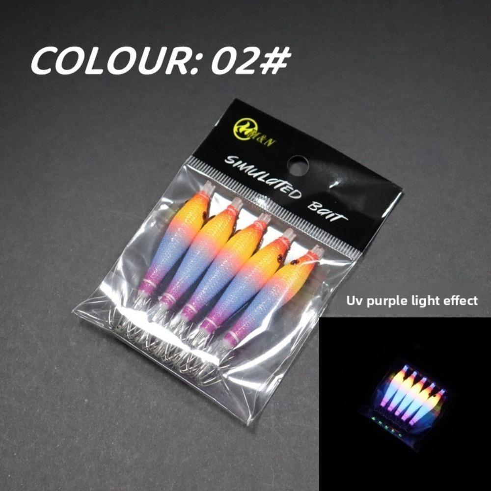 5pcs/bag Luminous UV Wood Shrimp Bait Blowing Tube Pesca Fishing Hook  Freshwater Fishing