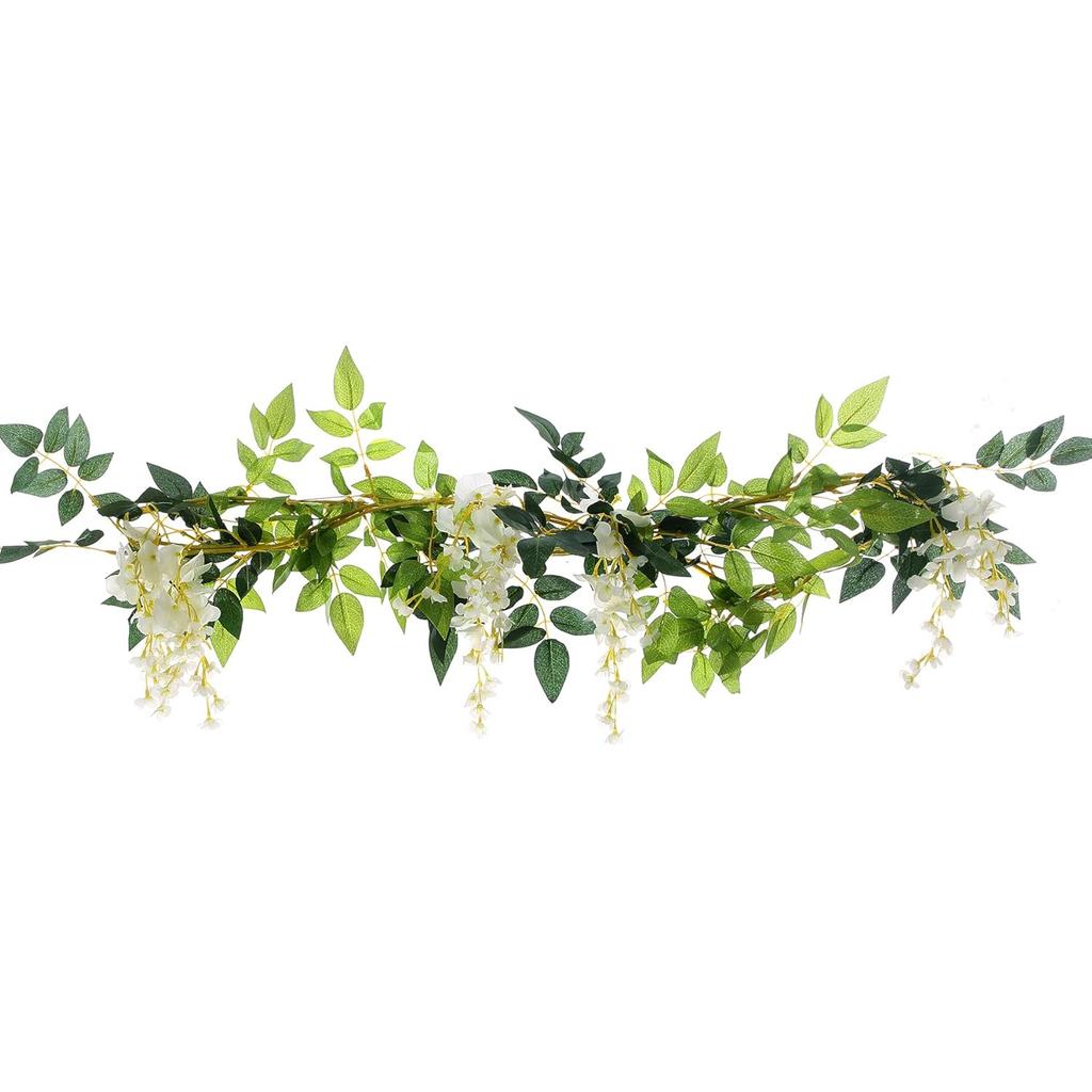 2Pcs 6.6Ft Artificial Flowers Vines Silk Wisteria Artificial Garlands Fake Hanging Green Leaf Flower Ivy Vines for Home Garden Wedding Arch Decor,