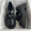 2025 new spring retro small leather shoes platform loafers women's British style thick heel single shoes soft sole large size women's shoes