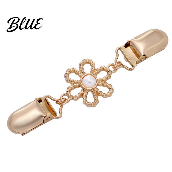 Vintage Clothing Accessories Hollow Flower Cardigan Sweater Clip, Women Clip with Waist Tightener Faux Pearl, Cincher for Dress Shawl Pants Anti Slip