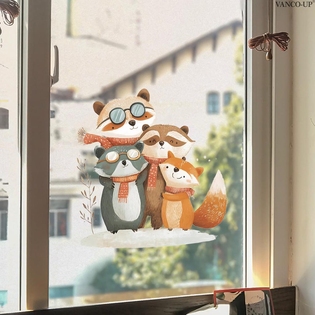 Static Cling Window Stickers Cartoon Animals Butterflies Flowers Removable No Glue Glass Door Shop Window Home Decor