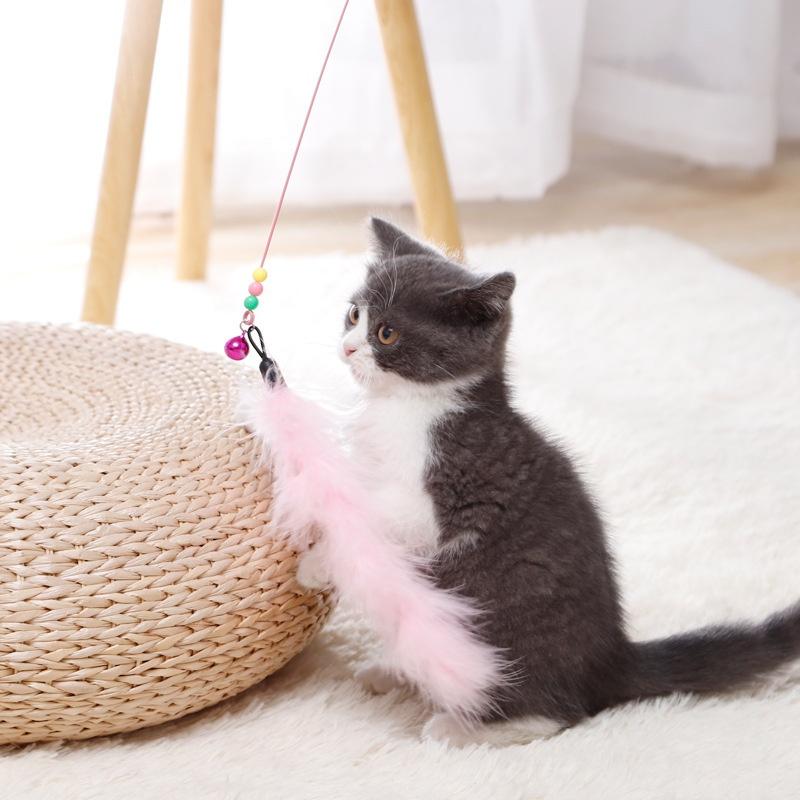 New Steel Wire Teasing Stick New Cat Toy Butterfly Feather Cute Teasing Stick Teasing Cat Bell Toy Pet Supplies