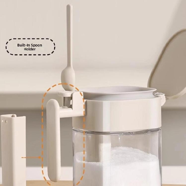 Condiment Jar Glass Spices Container with Lid and Spoon Airtight Seasoning Box Canister Pot Salt Pepper Sugar Bowl Gift