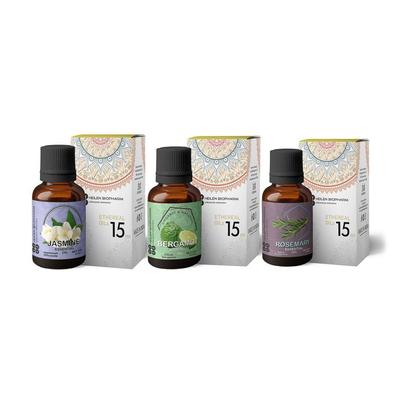 Essential Oils Set: Jasmine, Bergamot, Rosemary (3 Pcs), Essential Oils: Jasmine, Bergamot, Rosemary Set of 3,