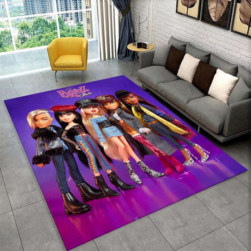 Bratz Doll Kawaii Girl Cartoon Carpet Rug for Playroom Bedroom Living Room Sofa Home Decor,kid Game Area Rug Non-slip Floor Mat