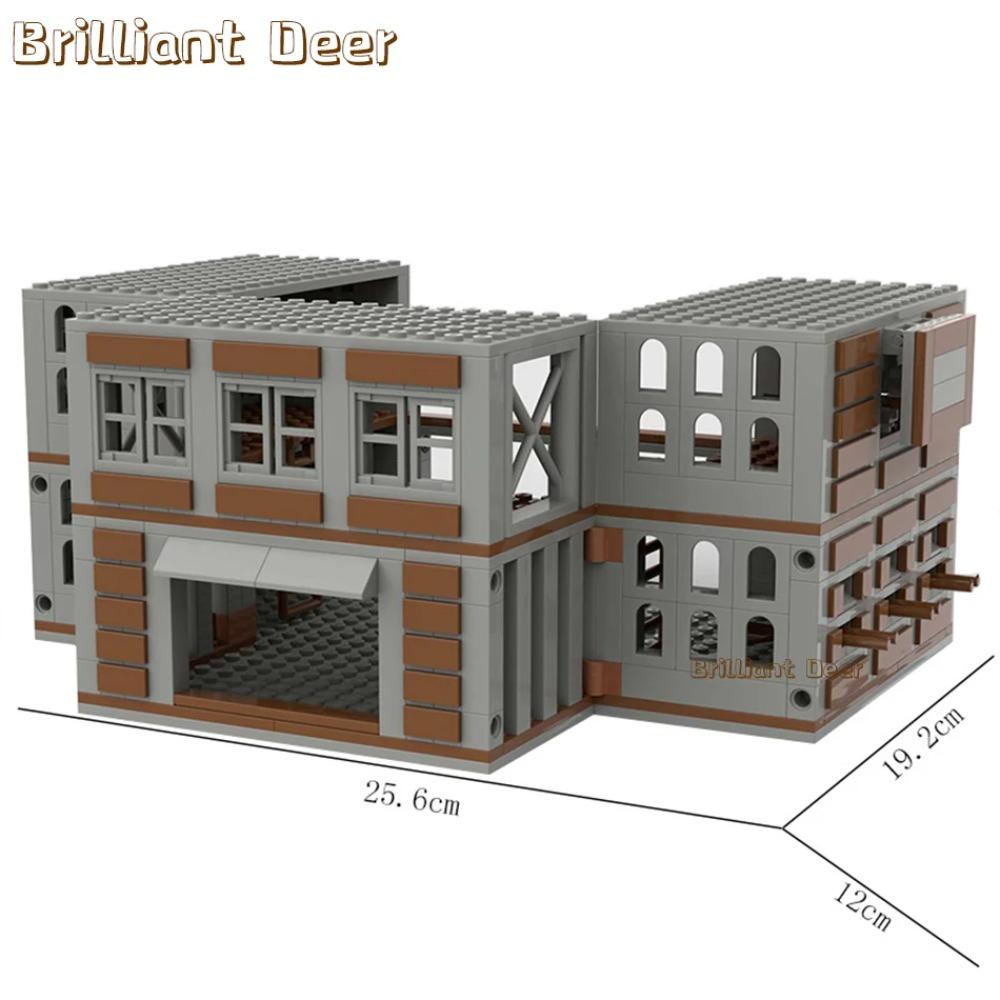 Abandoned Ruined Buildings MOC WW2 Pubg Military Base DIY Scenes Building Blocks Set Parts for Army Soldier Figures Boys Toys