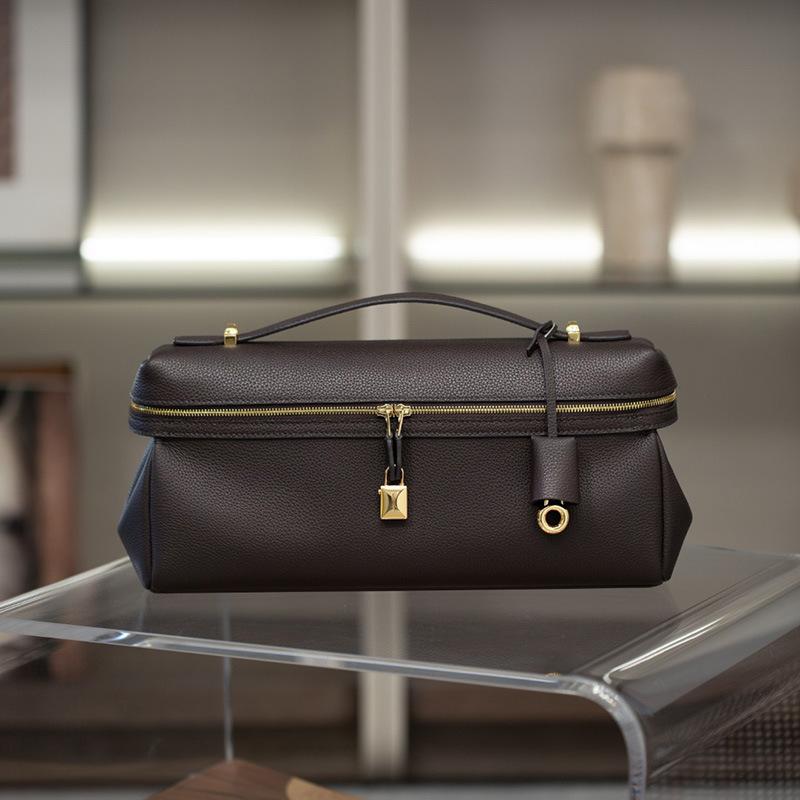 Cross-border 26 new calfskin lunch box bag old money wind leather hand carry handbag large capacity shoulder messenger bag women