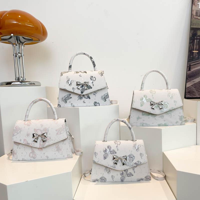 Summer New Printing Casual Texture Small Fresh Butterfly Casual Shoulder Portable Crossbody Small Square Bag Woman