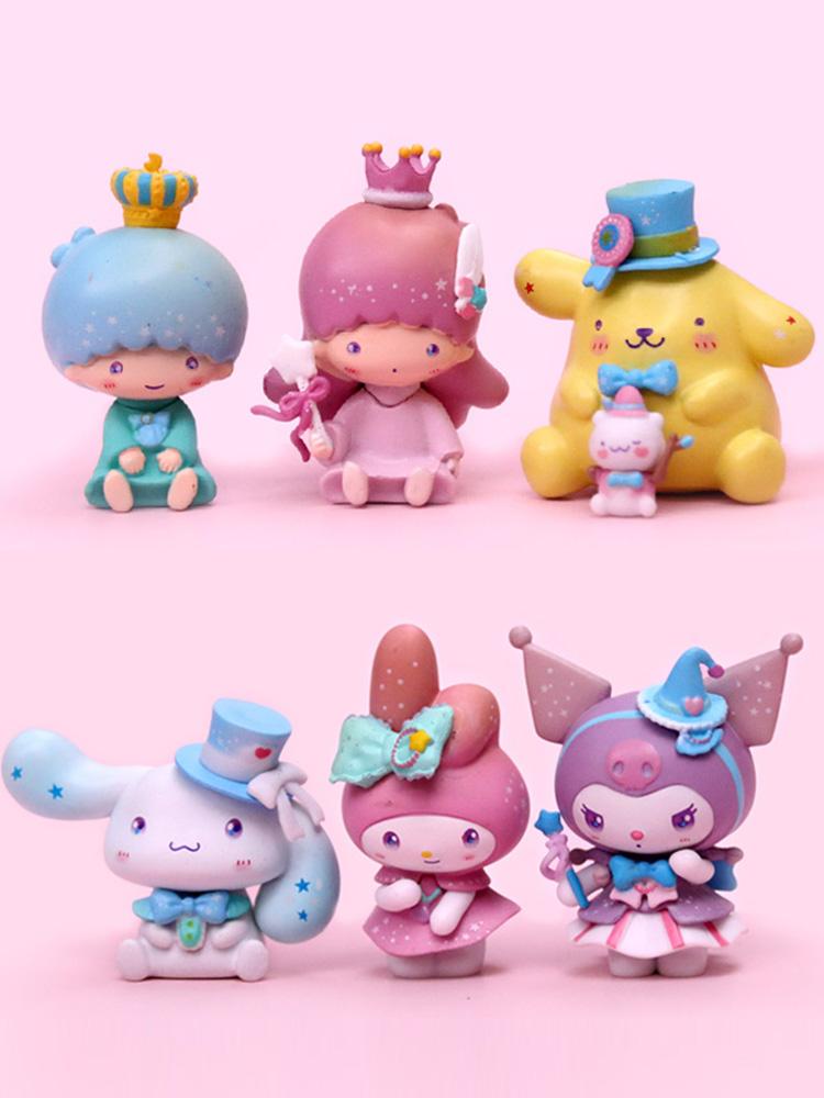 

6Pcs/Set Sanrio Playthings My Melody Kuromi Anime Figures Cinnamoroll Cute And Charming Doll Adorable Action figure Xmas Gifts designed for Children