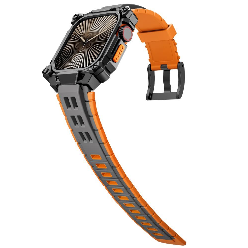 Rubber Straps+Metal Protect Case for Apple Watch Series 11 10 46mm Breathable Silicone Band for IWatch 11 46MM Modification Kit