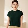 Yangzi Yarn Women's 100% Combed Wool Knit Vest T-Shirt - Short Sleeve, Round Neck, Summer Layer Top