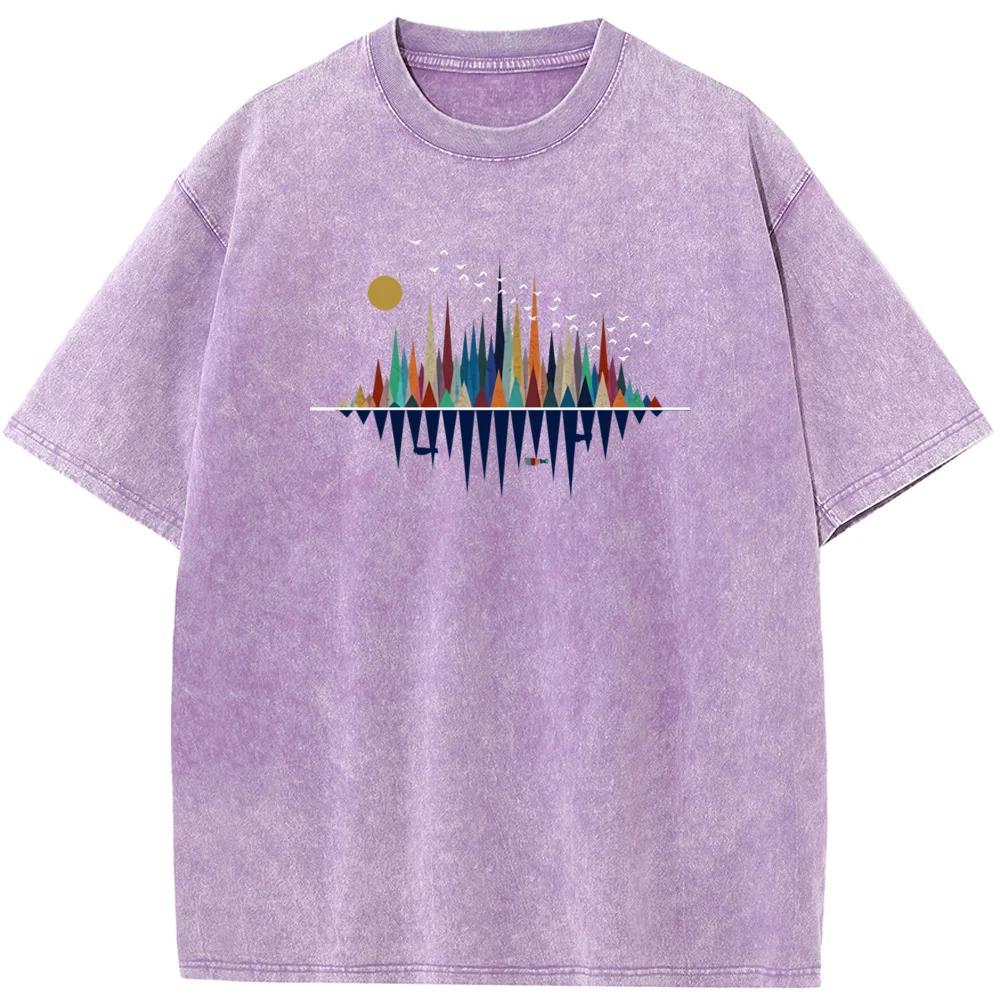 

Мужская футболка в стиле ретро с геометрическим рисунком, счастливая, натуральная, выстиранная, хлопковая, винтажная, отбеленная, топы, повседневная, свободная, отбеленная футболка 3XL