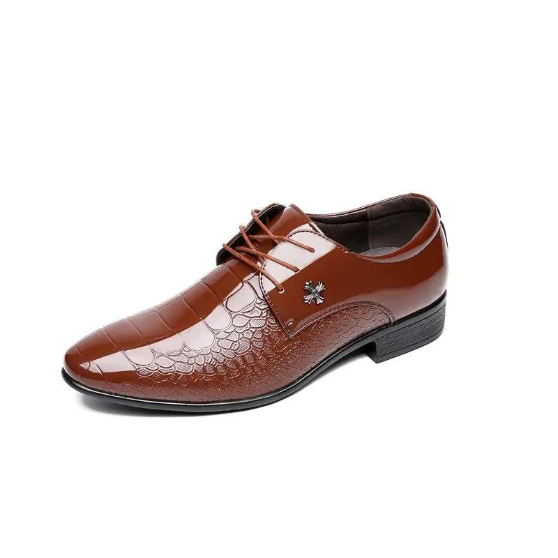 Spring Autumn Lace-up Men's Formal Shoes Black Bright Upper Business Leather Not Casual Gentleman Low Price New Social Shoe Male