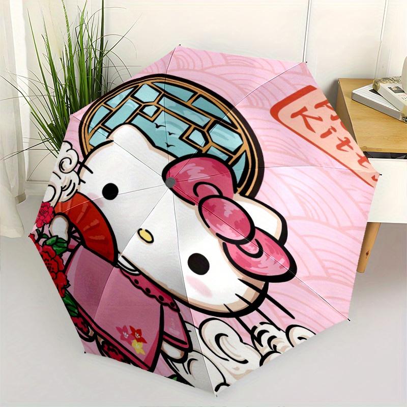 

Ancient Style Hello Kitty Automatic Opening and Closing Umbrella - Small Umbrella Suitable for Various Occasions, Portable 3-Fold Small Umbrella for M