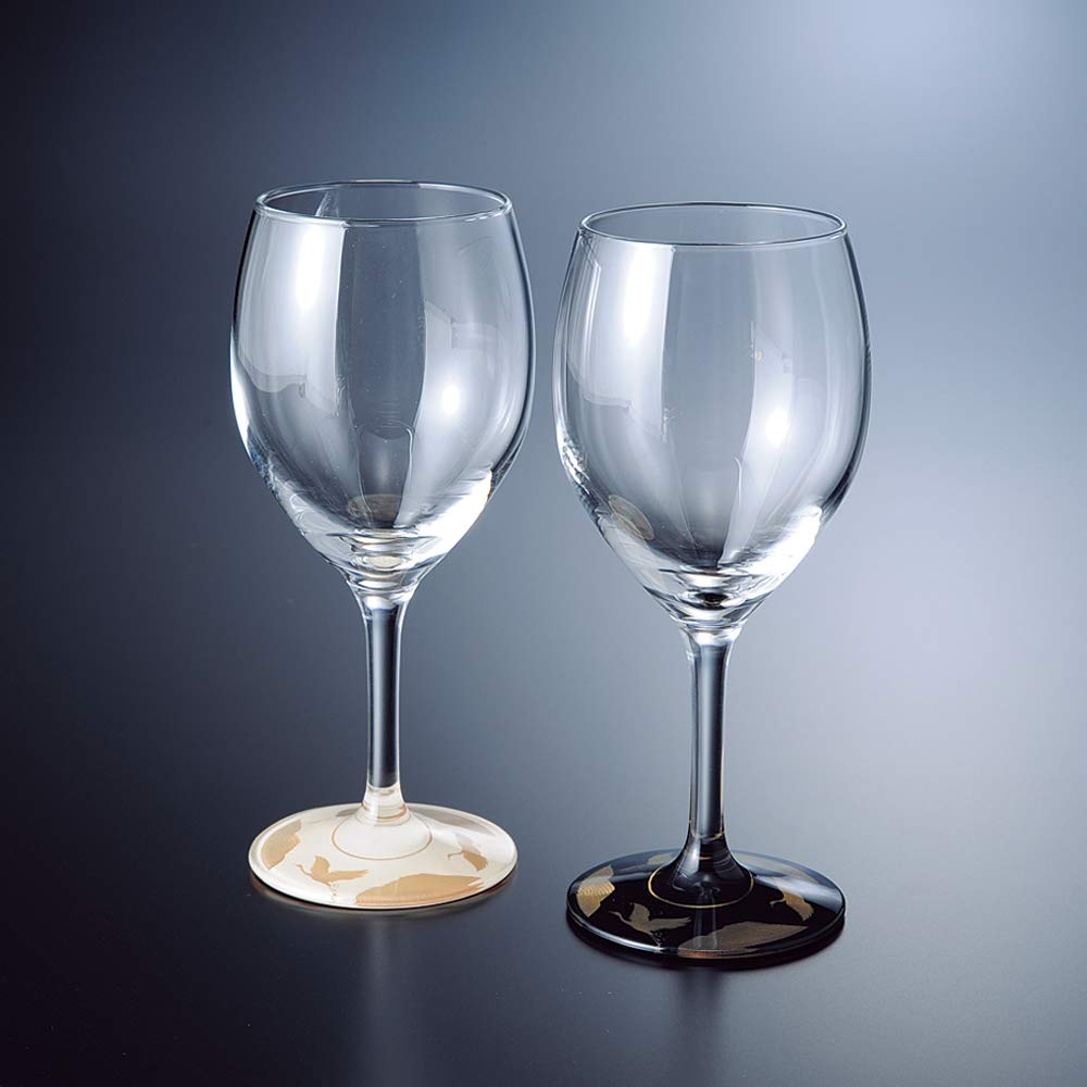 Nakanishi Kogei Nurimon De Verre Wine Glasses, Maki-e Design, Manyo Crane, Pair Set, 0770043