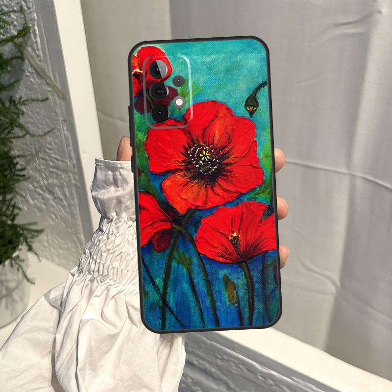 Poppy Flower Bloom Case For Samsung Galaxy A16 A36 A56 A06 A13 A53 A33 A23 A55 A35 A17 A54 A34 A14 A52 A32 A15