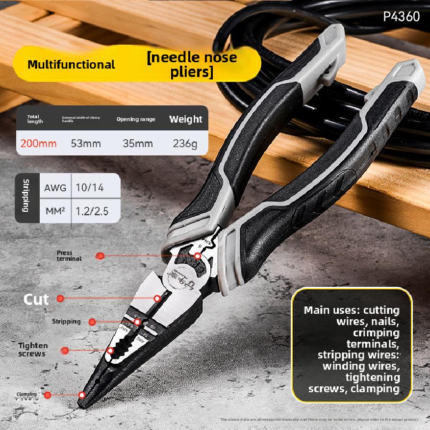 Universal Multifunctional Pliers Set Diagonal & Needle Nose Wire Cutter Pliers Hardware Motor Repair Tools Universal Electrician
