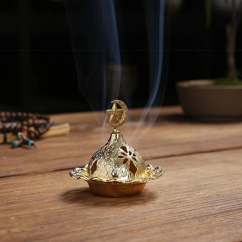 

Fashion 1PC Incense Burner Hollow Golden Tower Oil Arab Style Censer Holder For Home Hotel Yoga Ornaments