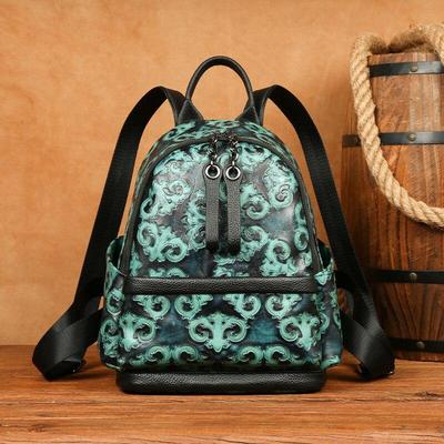 Borsa da donna retrò in vera pelle goffrata Borsa da viaggio per il tempo libero di grande capacità in vera pelle bovina naturale fatta a mano