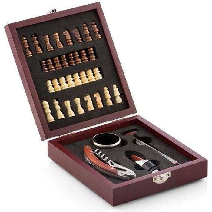 

Coffret Sommelier bois : jeu d échecs et ensemble 4 accessoires vin
