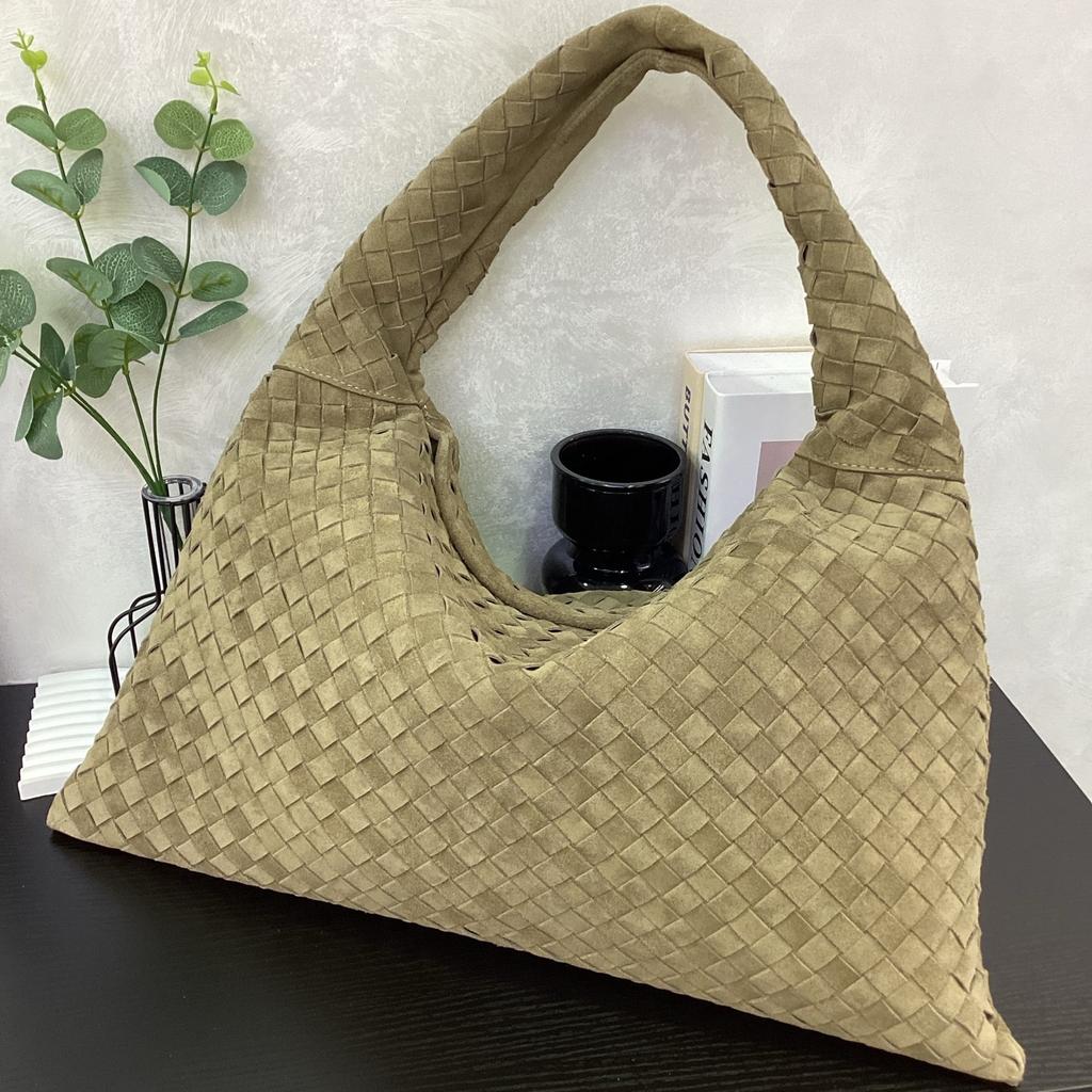 Leather Woven Bag Cross-border New Suede Matte Retro Large-capacity Handbag Lazy Shoulder Armpit Women's Bag