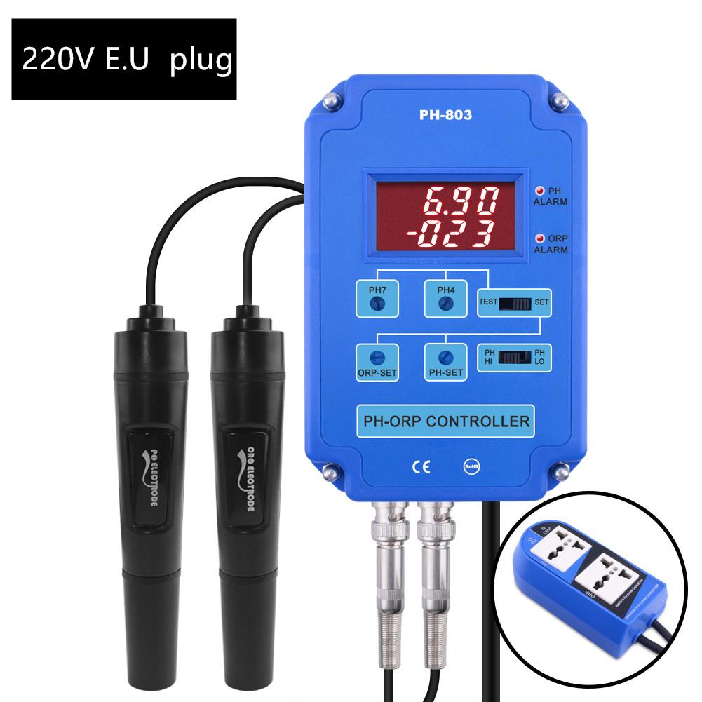 Digital 2&1 PH ORP Monitor Redox Controller w/ Output Power Relay  for Aquarium Hydroponics Plant Pool Spa BNC Replaceable probe
