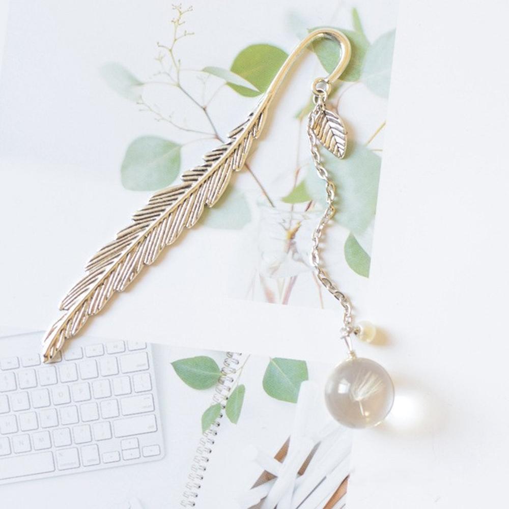 Page Holder Feather Bookmark Crystal Pendant Dried Flower Flower Specimens Metal Book Mark Bookmark