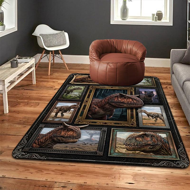 Dinosaur Collection Pattern Rug Floor Mat for Living Room or Bedroom Soft and Comfortable Carpet a Gift for Birthday and Holiday.