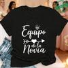 Tribu De La Novia Spanish Single Farewell Bachelorette Party T-shirts Short Sleeve O Neck Tops with Diamond Heart Arrow Graphic