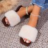 Autumn and winter one-word fluffy shoes autumn and winter casual gentle thick-soled cotton slippers large size comfortable