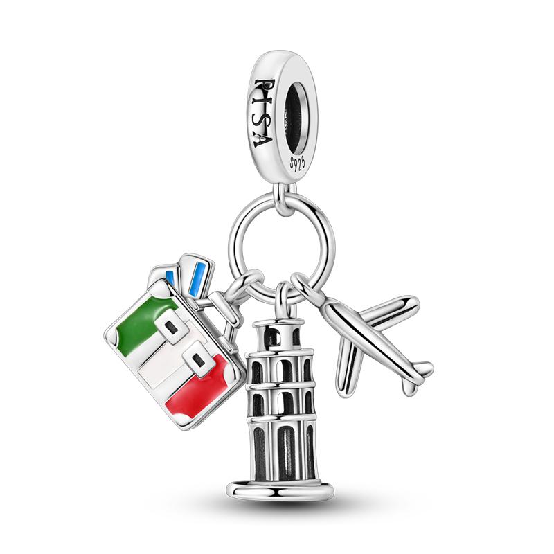 Funny Copper Metal Sail Beach Plane Mojito Sunbathing Holiday Diary Charm Bead Components Bead Components Compatible With Pan Authentic Original
