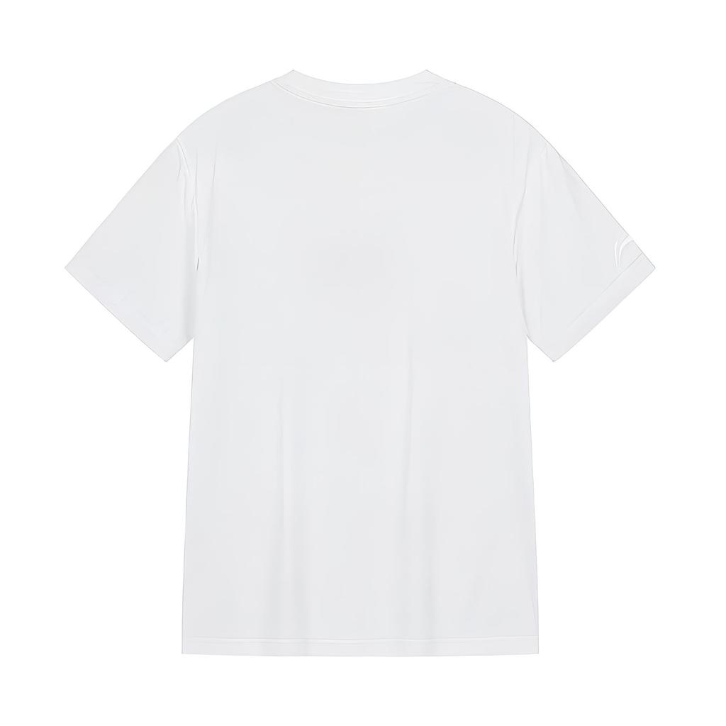 Li Ning Pure Cotton Minimalist Round Neck Versatile Solid Color Basic Loose Casual Short Sleeve T-Shirt Unisex Tops White F-AVSV675-2