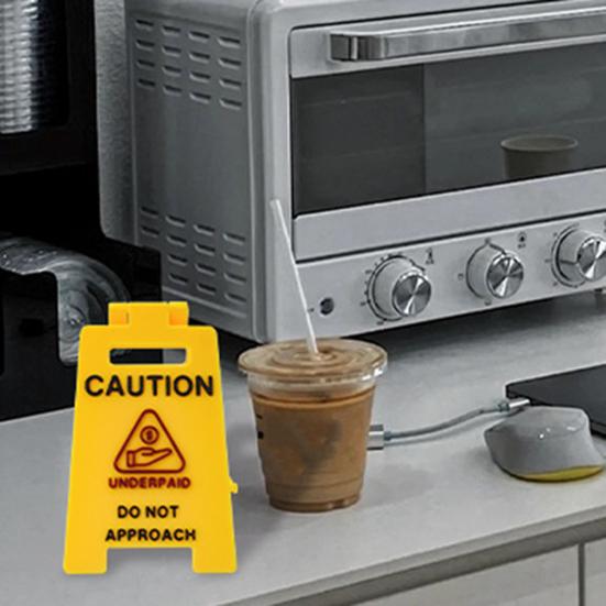 Mini Desk Caution Sign Overworked Underpaid Procrastination Caution Sign Home