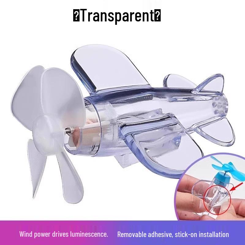 Wind-Powered LED Color Light Airplane Ornament for Cars and Motorcycles