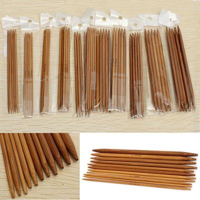 55Pcs Craft 3cm Double Pointed Knitting Needle Bamboo Cochet Hooks 11 Sizes