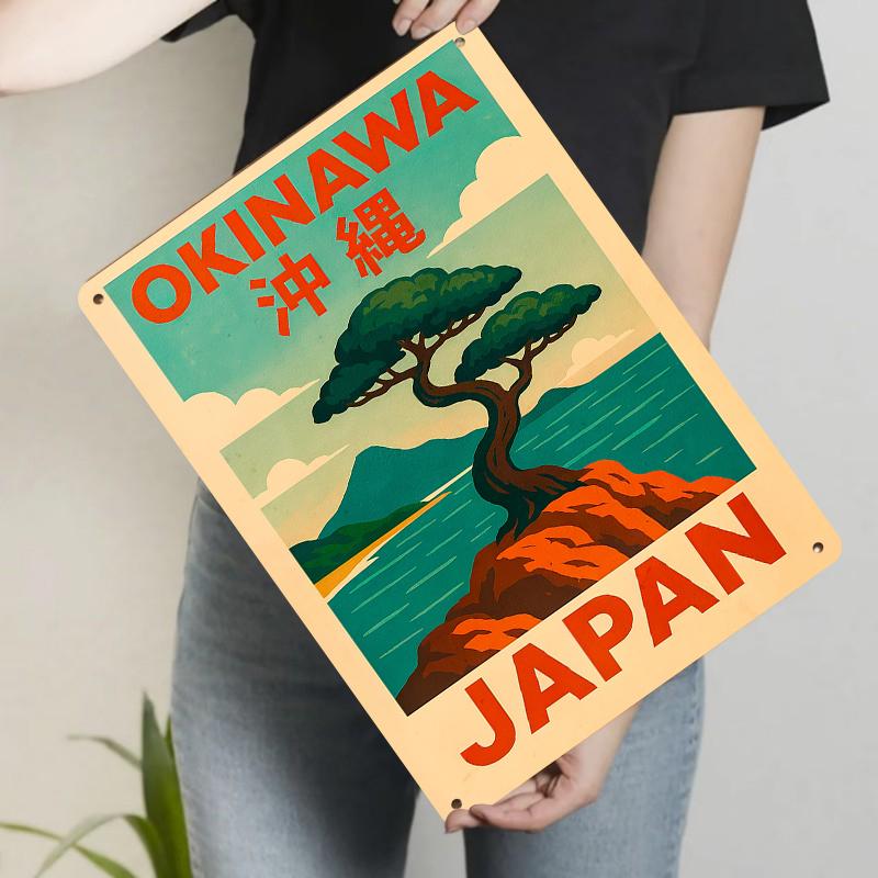 

Okinawa Japan Vintage Travel Poster Metal Wall Art Decorative Iron Painting for Home Office 20x30cm（7.8x11.8inch）