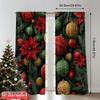 Set Of 2 Flat Printing Fashionable Christmas Curtains Decorations Pine Branch Elements Digital Printed Polyester Drapes Made
