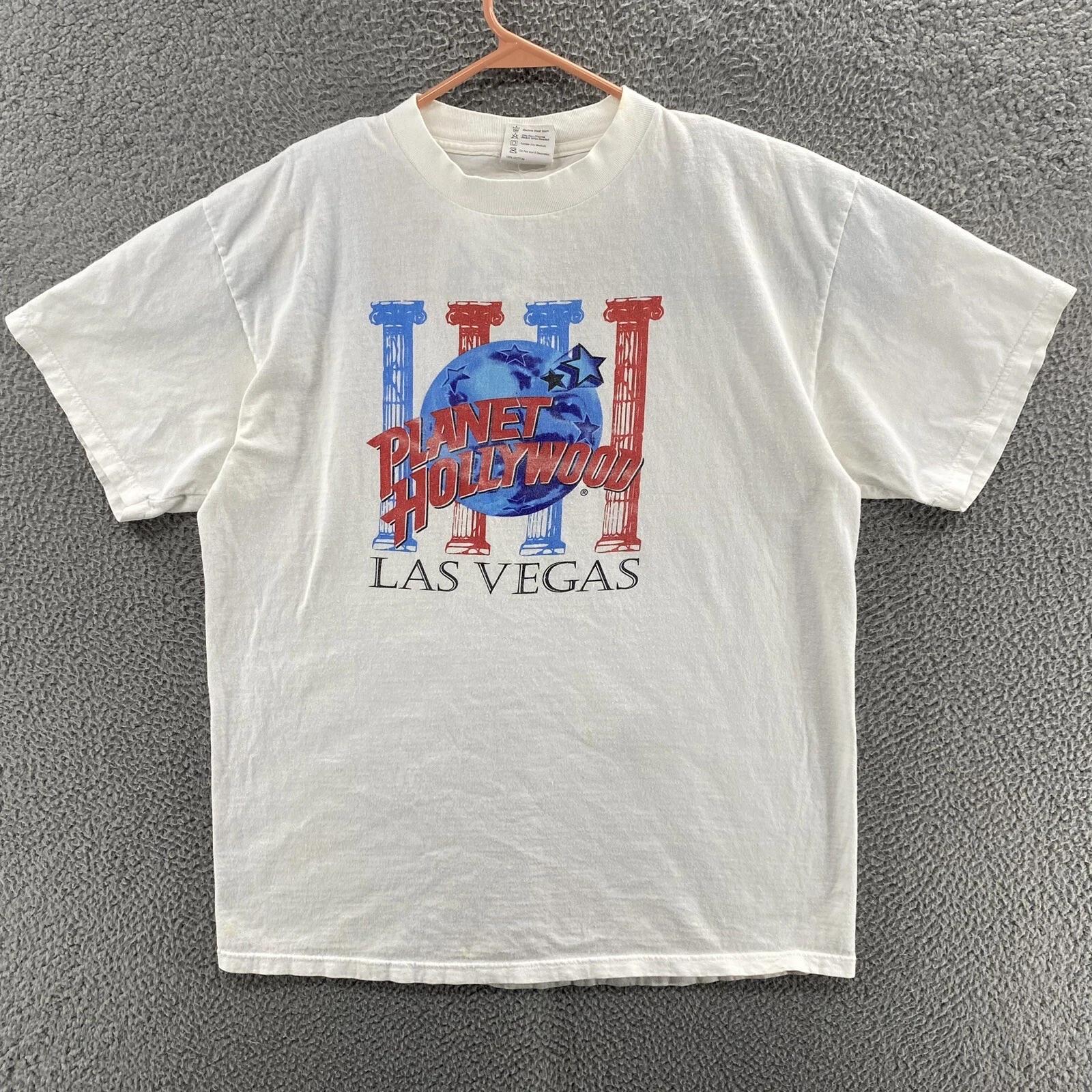 

VINTAGE Planet Hollywood T Shirt Men Extra Large White Las Vegas Graphic USA 90s 2XL
